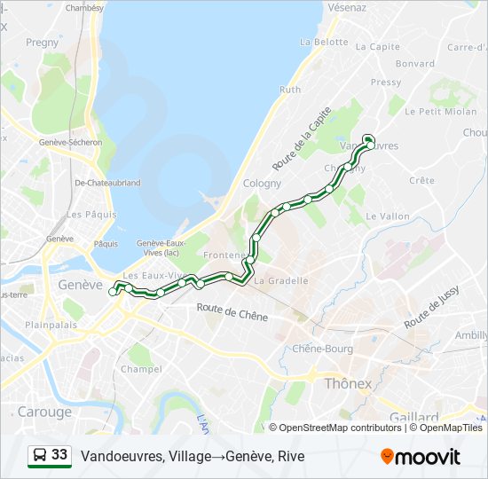 Plan de la ligne 33 de bus