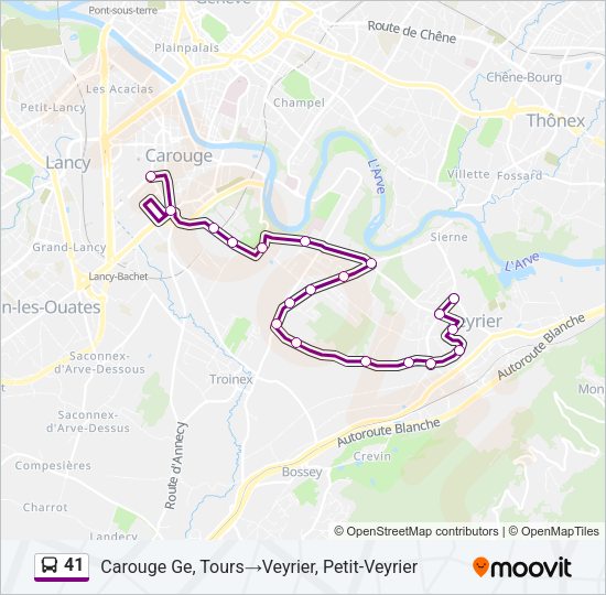 41 Bus Route Map 41 Route: Schedules, Stops & Maps - Carouge Ge Tours‎→Veyrier Petit-Veyrier  (Updated)