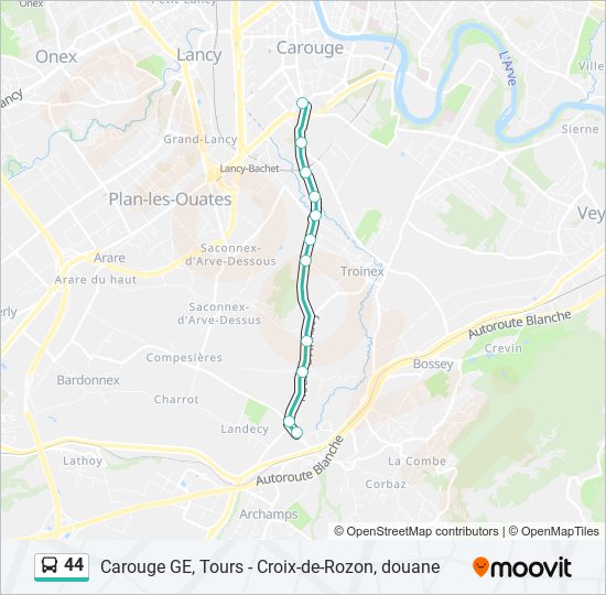 Plan de la ligne 44 de bus