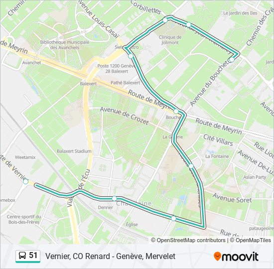 Plan de la ligne 51 de bus