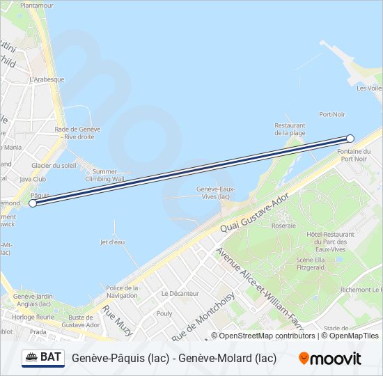 bat Itinéraire: Horaires, Arrêts & Plan - Genève-Pâquis (Lac