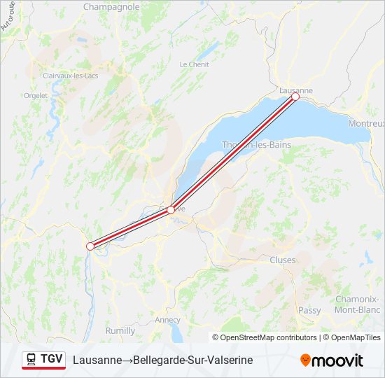 Plan de la ligne TGV de train