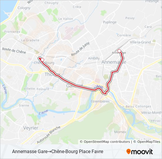 Javascript Map In Place B Route: Schedules, Stops & Maps - Annemasse Gare‎→Chêne-Bourg Place Favre  (Updated)