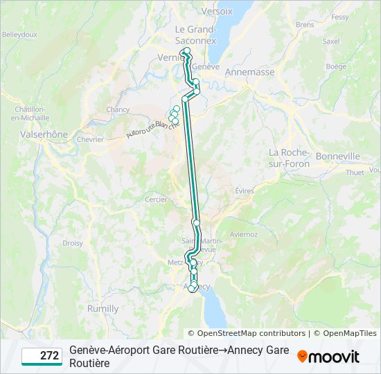 272 Itinéraire Horaires, Arrêts & Plan GenèveAéroport Gare Routière‎→Annecy Gare Routière