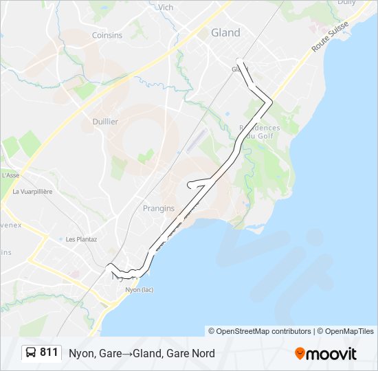 Bus 811 Route Map 811 Route: Schedules, Stops & Maps - Nyon Gare‎→Gland Gare Nord (Updated)