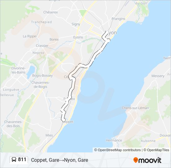 Bus 811 Route Map 811 Route: Schedules, Stops & Maps - Coppet Gare‎→Nyon Gare (Updated)