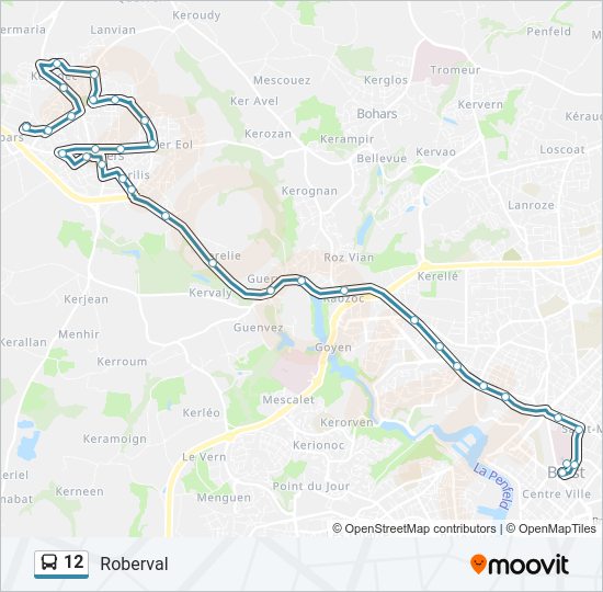 Plan de la ligne 12 de bus