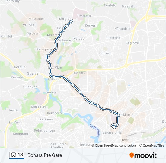 Mapa de 13 de autobús