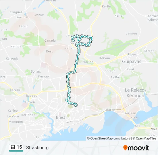 Plan de la ligne 15 de bus