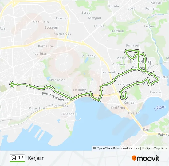 Plan de la ligne 17 de bus