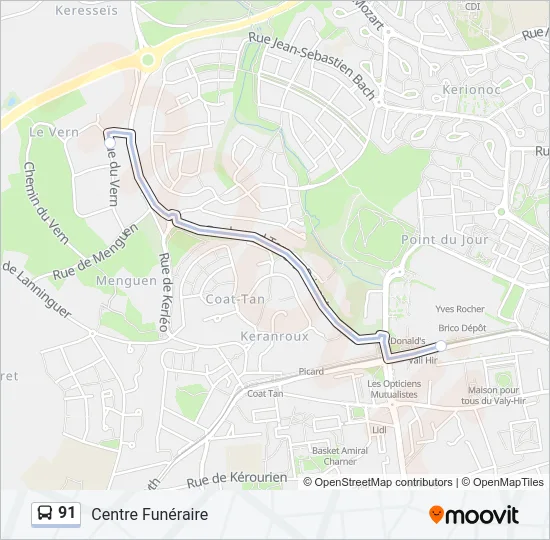 91 Bus Line Map