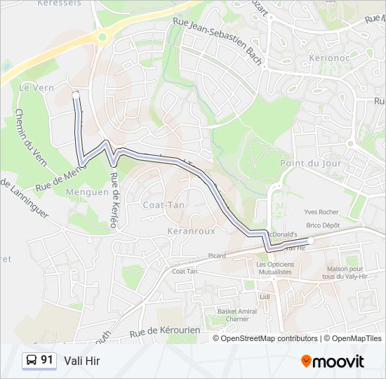 91 Bus Line Map