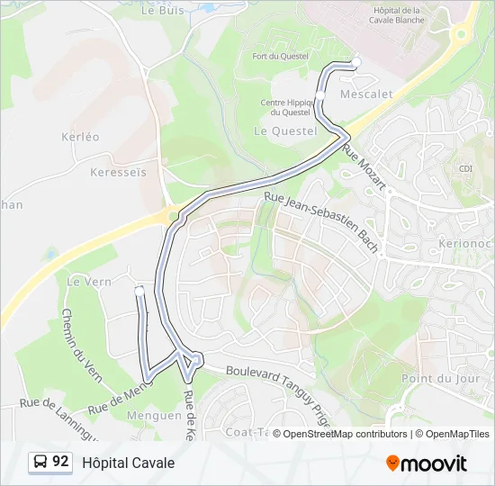 92 Bus Line Map