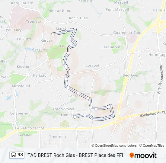 93 Bus Line Map