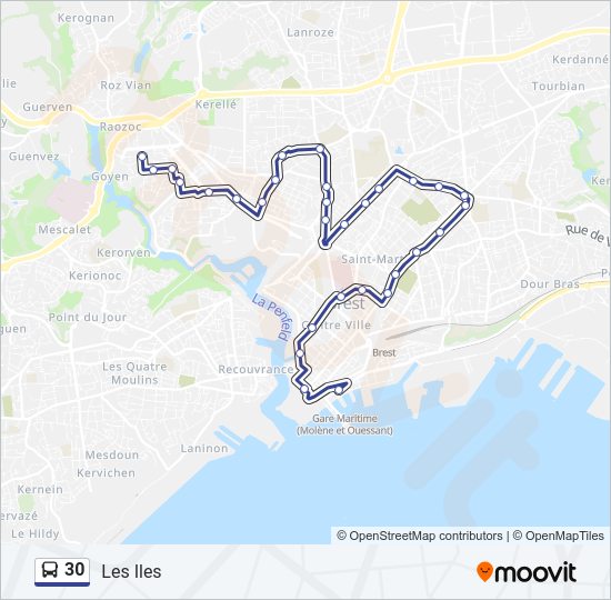 Plan de la ligne 30 de bus