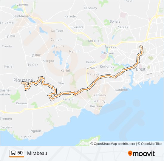 Plan de la ligne 50 de bus