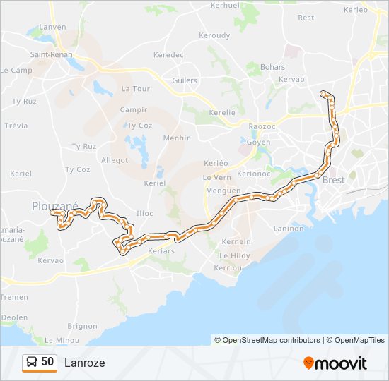 Plan de la ligne 50 de bus