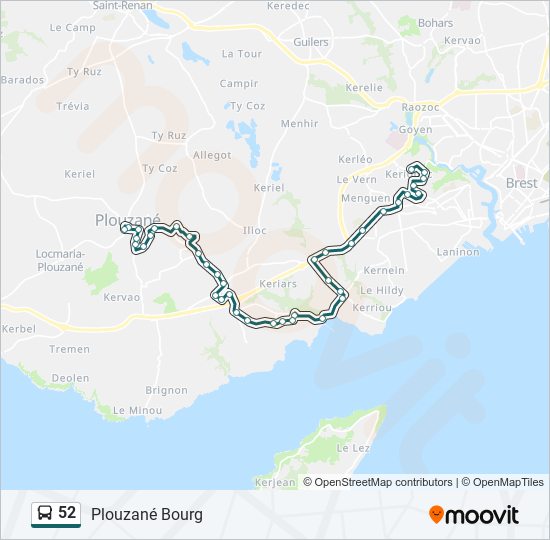 Plan de la ligne 52 de bus