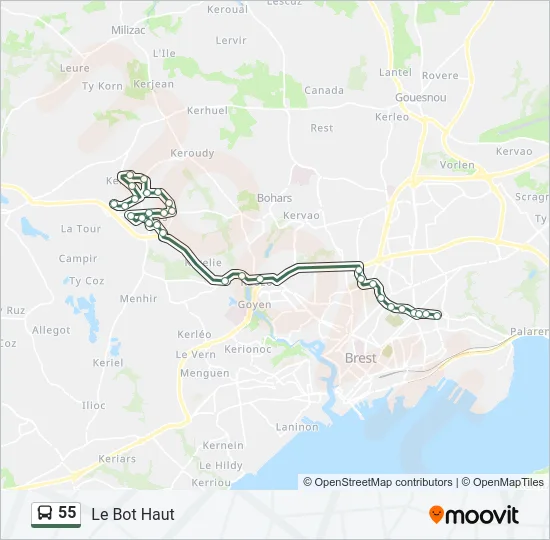 55 Bus Line Map