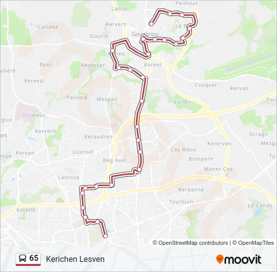 65 Bus Line Map