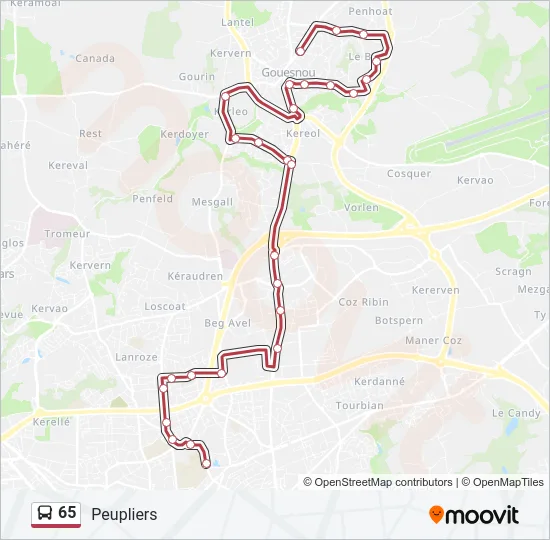 65 Bus Line Map