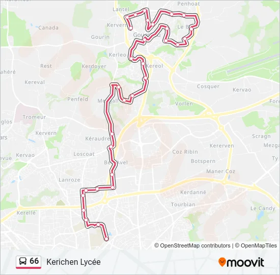66 Bus Line Map