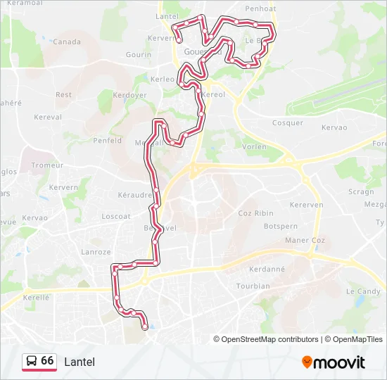 66 Bus Line Map