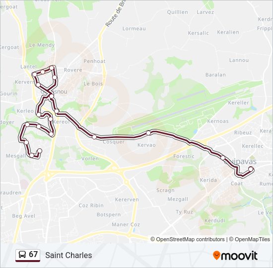 Plan de la ligne 67 de bus