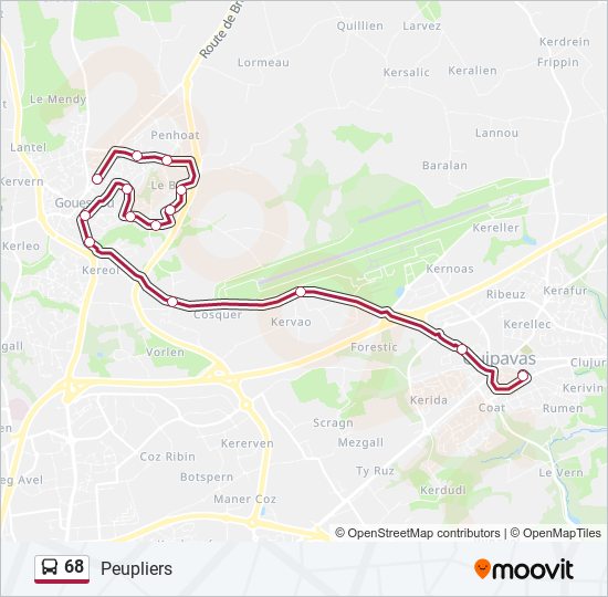 Mapa de 68 de autobús