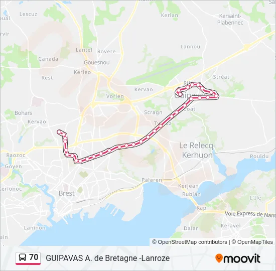 70 Bus Line Map