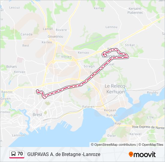 Mapa de 70 de autobús