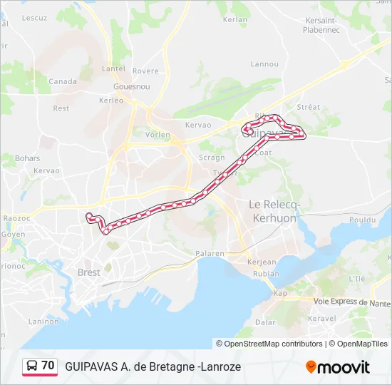 70 Bus Line Map