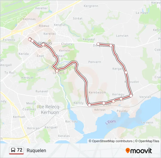 72 Bus Line Map