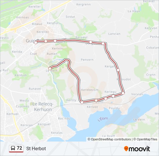 Plan de la ligne 72 de bus