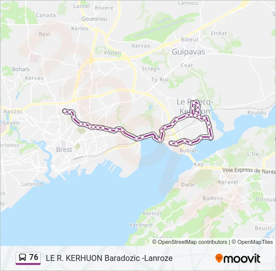 76 Bus Line Map