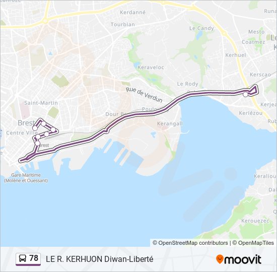 Plan de la ligne 78 de bus