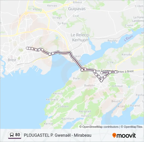 80 Bus Line Map