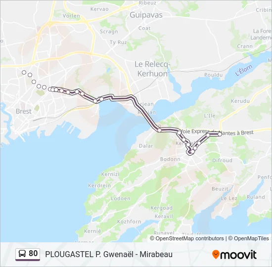 80 Bus Line Map