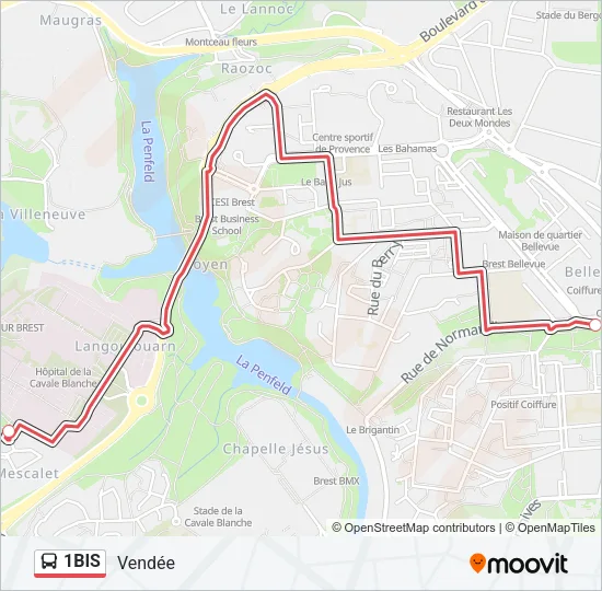 1BIS Bus Line Map