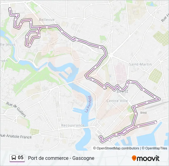 Plan de la ligne 05 de bus
