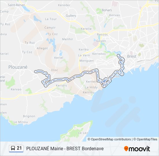 21 bus Line Map