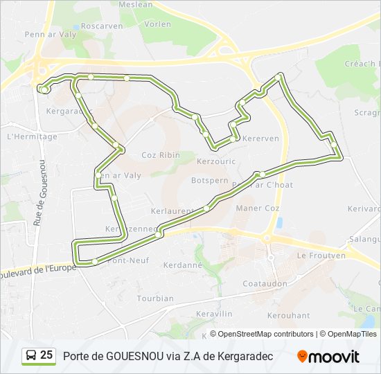 Mapa de 25 de autobús