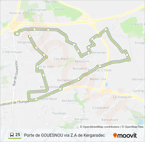 25 Bus Line Map