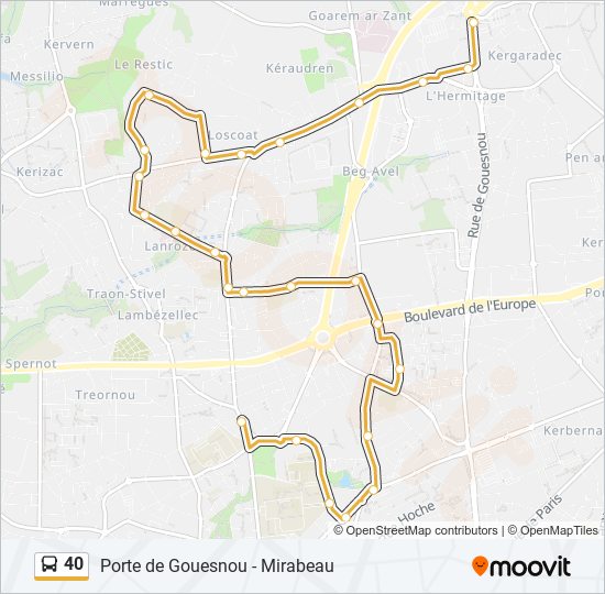 Plan de la ligne 40 de bus