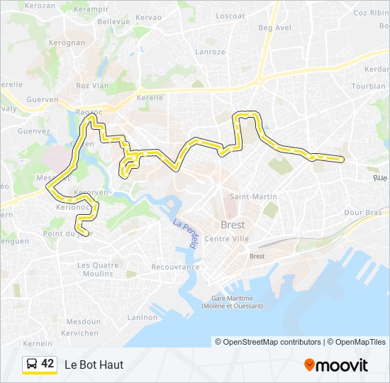 Plan de la ligne 42 de bus