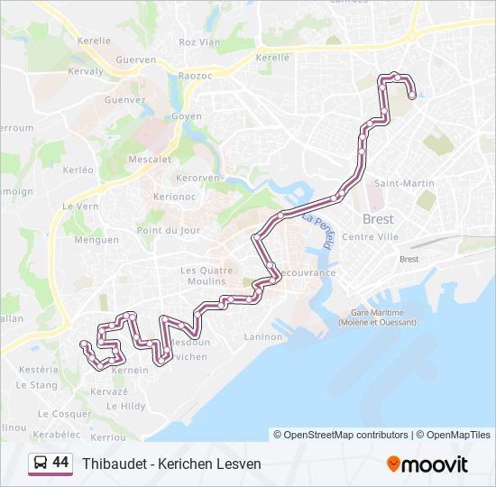 44 bus Line Map