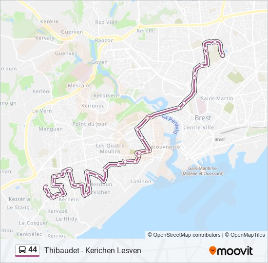 Plan de la ligne 44 de bus