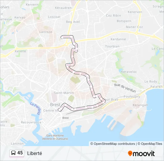 45 Bus Line Map