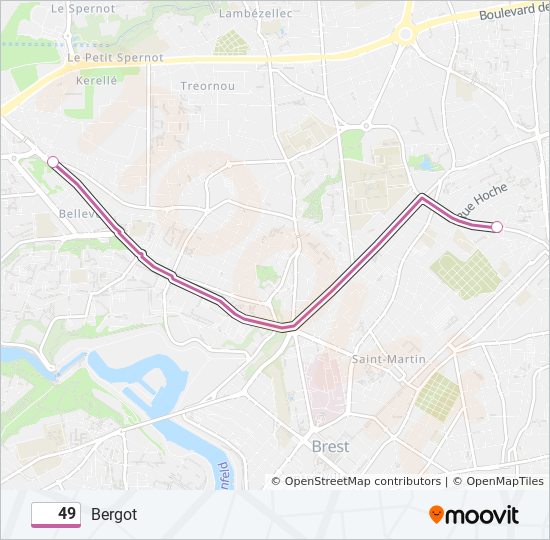 Plan de la ligne 49 de bus