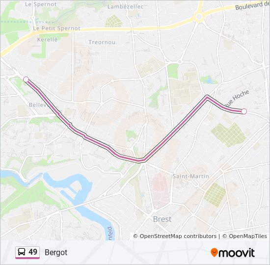 Plan de la ligne 49 de bus